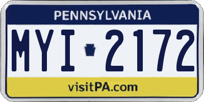 PA license plate MYI2172