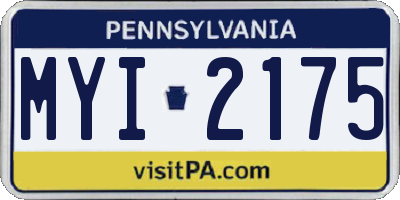 PA license plate MYI2175