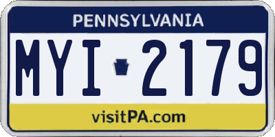 PA license plate MYI2179