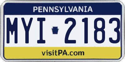 PA license plate MYI2183