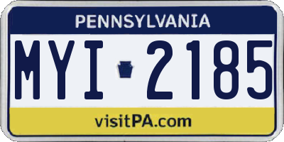 PA license plate MYI2185
