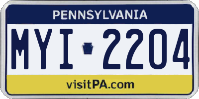 PA license plate MYI2204