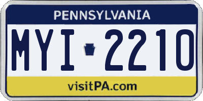 PA license plate MYI2210