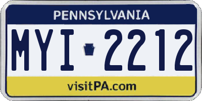 PA license plate MYI2212