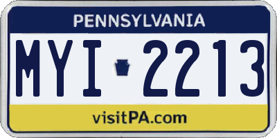 PA license plate MYI2213