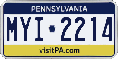 PA license plate MYI2214