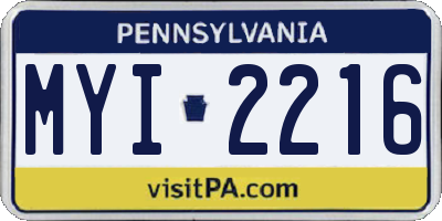 PA license plate MYI2216