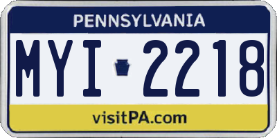 PA license plate MYI2218