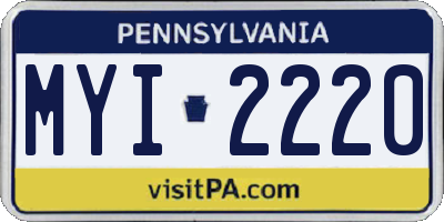PA license plate MYI2220