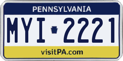 PA license plate MYI2221