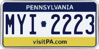 PA license plate MYI2223