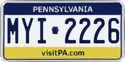 PA license plate MYI2226
