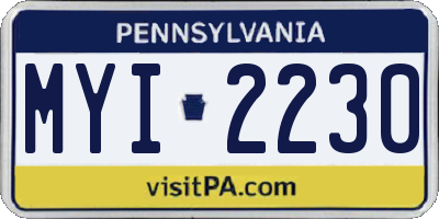 PA license plate MYI2230