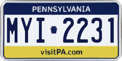 PA license plate MYI2231