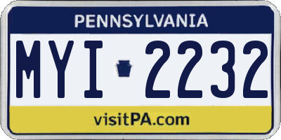 PA license plate MYI2232