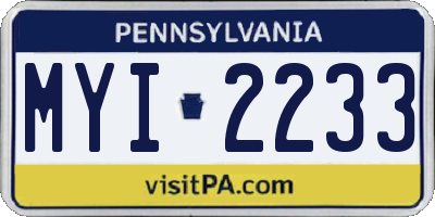 PA license plate MYI2233