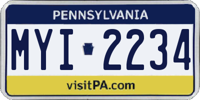 PA license plate MYI2234