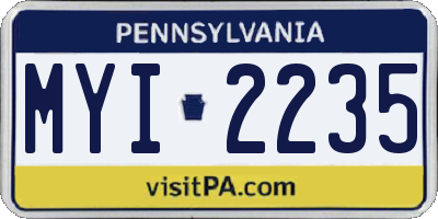 PA license plate MYI2235