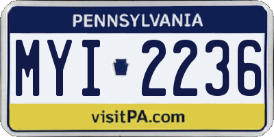 PA license plate MYI2236