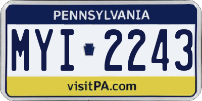 PA license plate MYI2243