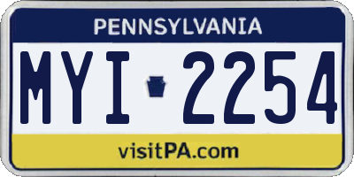 PA license plate MYI2254