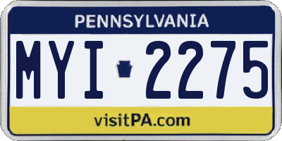 PA license plate MYI2275