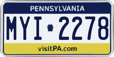 PA license plate MYI2278