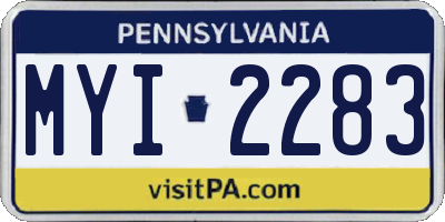 PA license plate MYI2283