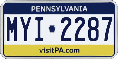 PA license plate MYI2287