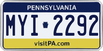 PA license plate MYI2292