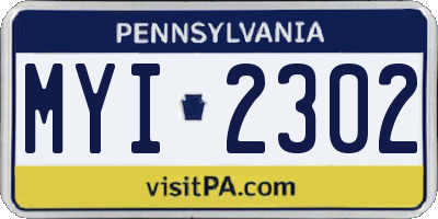 PA license plate MYI2302