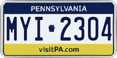 PA license plate MYI2304