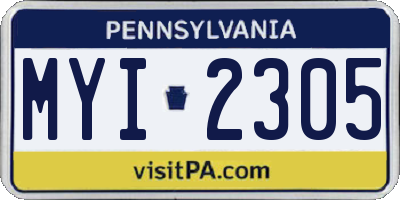 PA license plate MYI2305