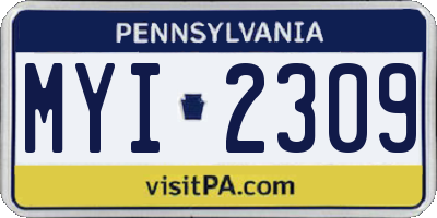 PA license plate MYI2309