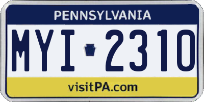 PA license plate MYI2310
