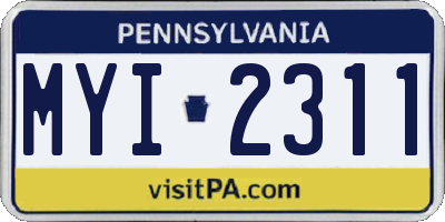 PA license plate MYI2311