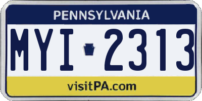 PA license plate MYI2313