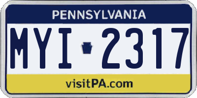 PA license plate MYI2317