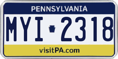 PA license plate MYI2318