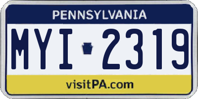 PA license plate MYI2319