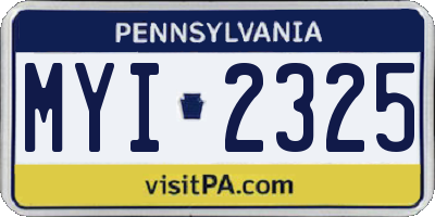 PA license plate MYI2325