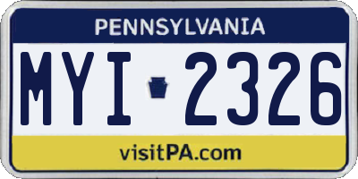 PA license plate MYI2326