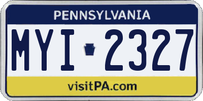 PA license plate MYI2327