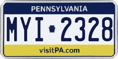 PA license plate MYI2328