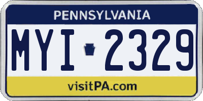 PA license plate MYI2329