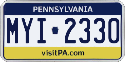 PA license plate MYI2330