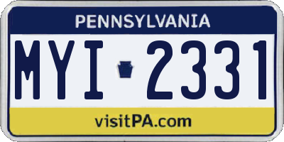 PA license plate MYI2331