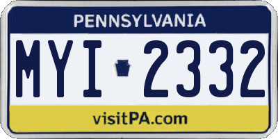 PA license plate MYI2332