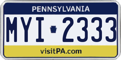 PA license plate MYI2333