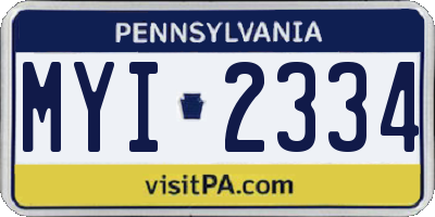 PA license plate MYI2334